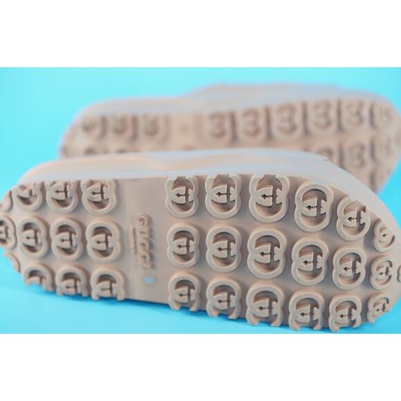 Gucci Miami GG Logo Rubber Slide Platform Mule Sandals Size 39 New $590 Camel - Picture 8 of 11